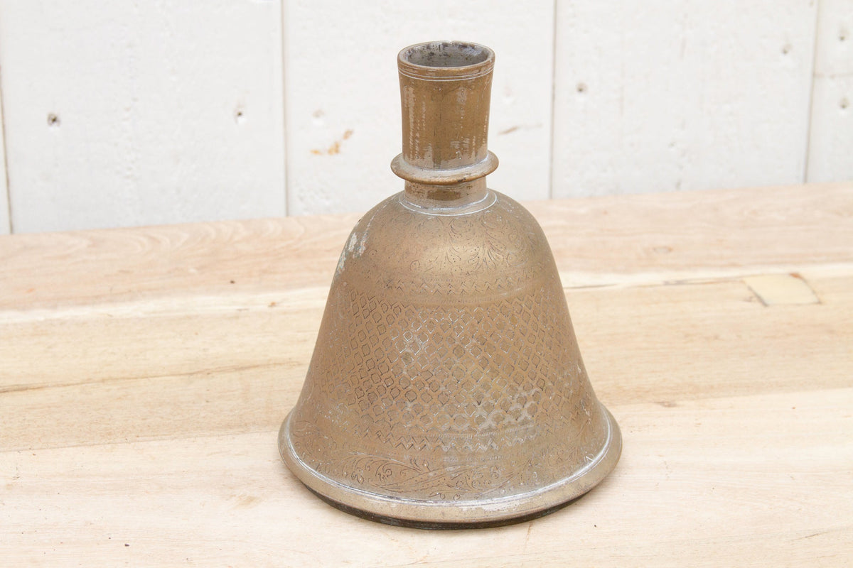 Antique Engraved Brass Floral Vase