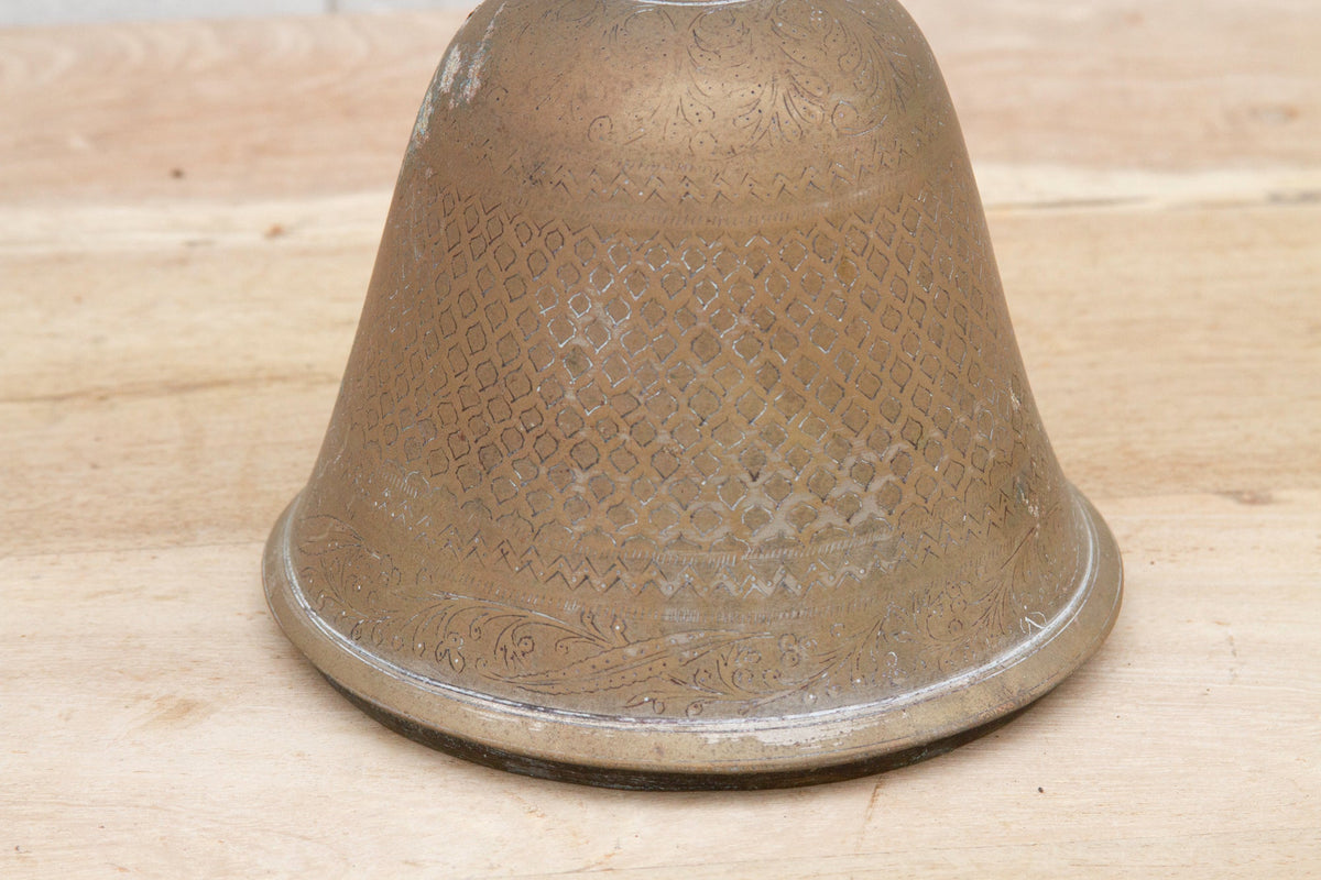 Antique Engraved Brass Floral Vase