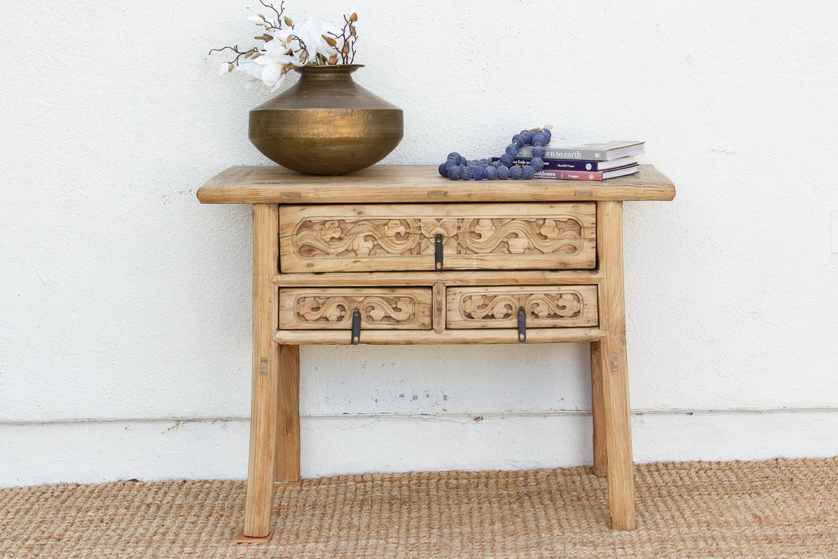 Antique Scholar Carved Console Table