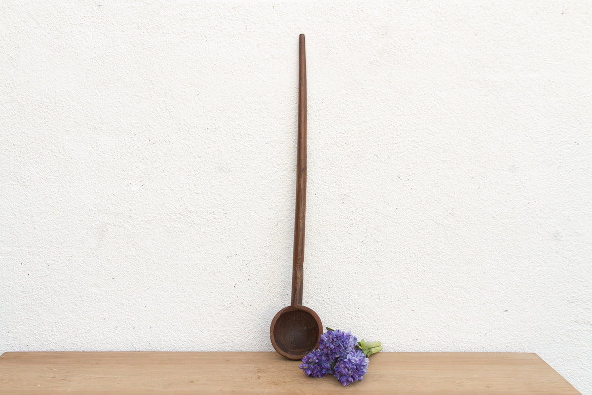 Deep Bowl Vintage Wooden Ladle (Trade)