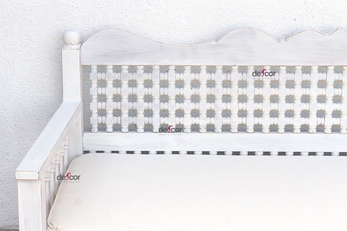 Whitewash Moroccan Mousharabi Daybed Sofa