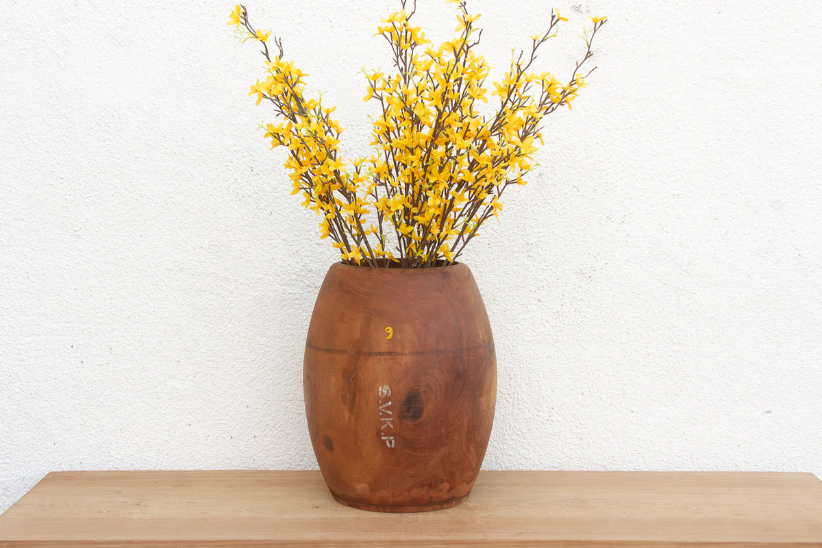 16" Tall Antique Market Wood Pot (Trade)