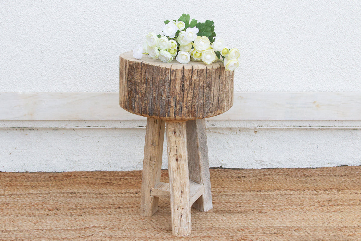 Thick Top Rustic Round Side Table