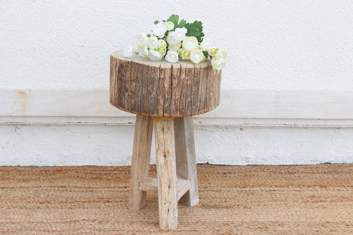Thick Top Rustic Round Side Table