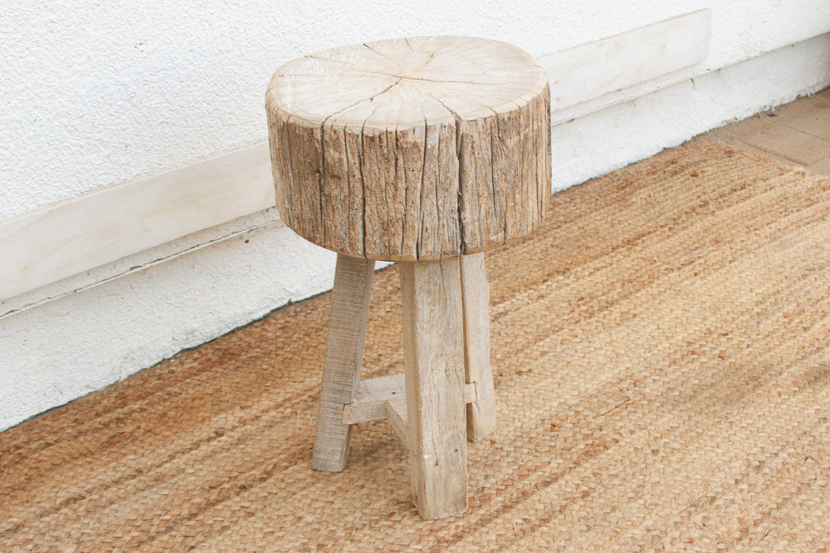 Thick Top Rustic Round Side Table (Trade)
