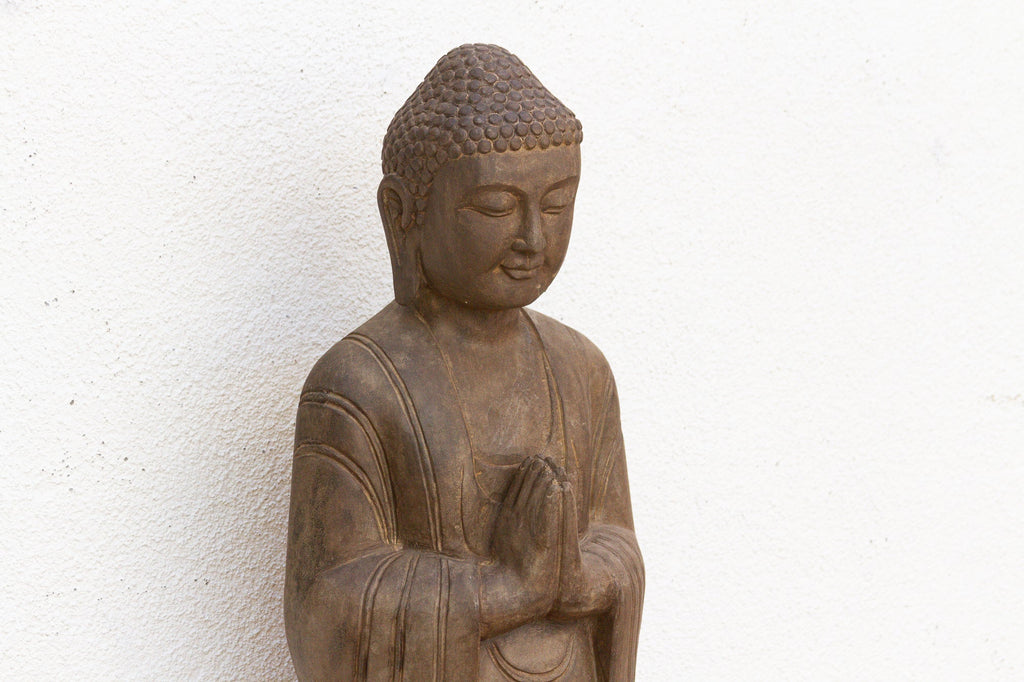Elegant Hand-Carved Stone Buddha on Lotus Figure