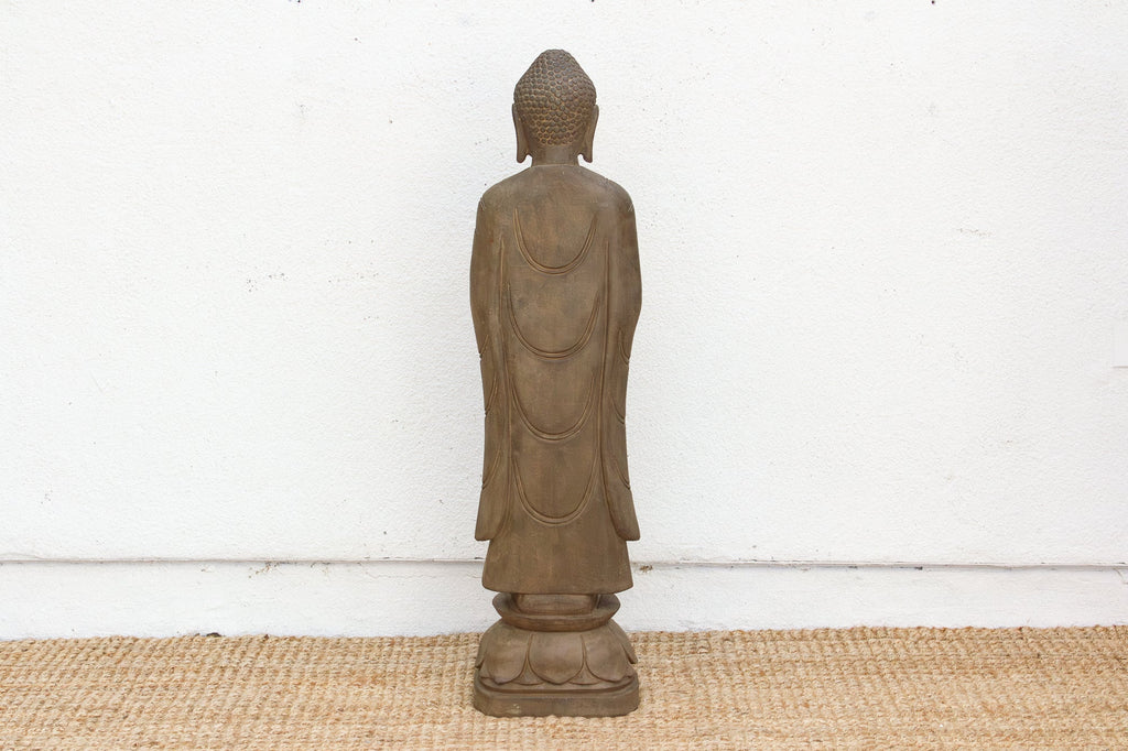 Elegant Hand-Carved Stone Buddha on Lotus Figure