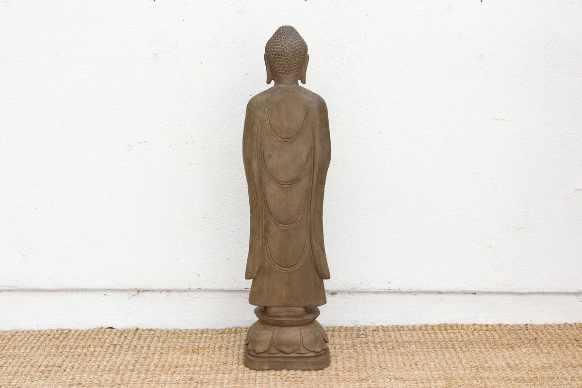 Elegant Hand-Carved Stone Buddha on Lotus Figure