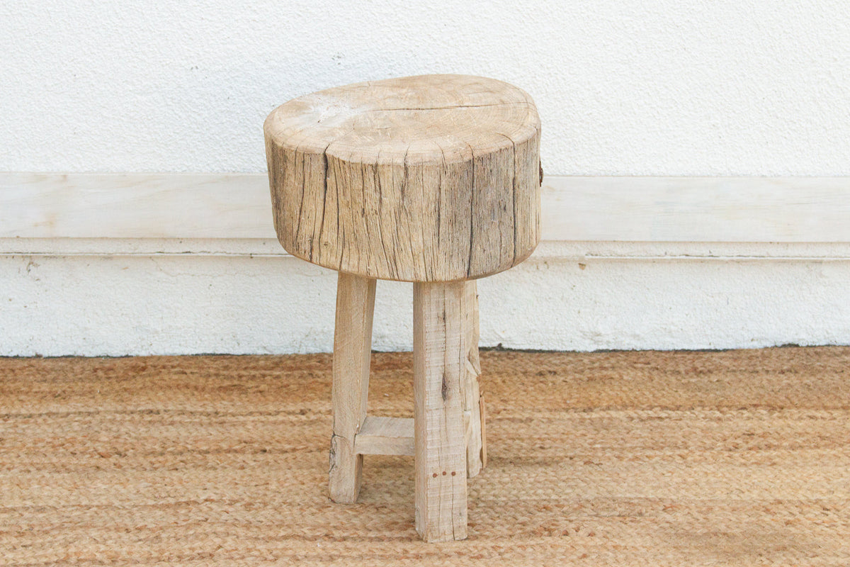 Sun Bleached Log Wood Pedestal Table
