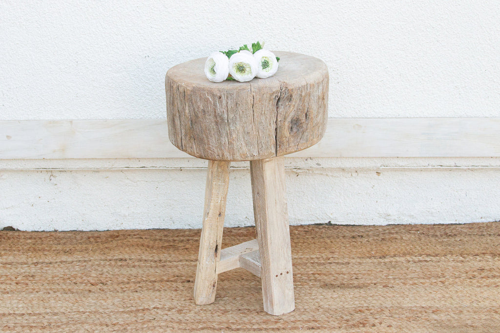 Primitive Bleached Wood Zen Round Table
