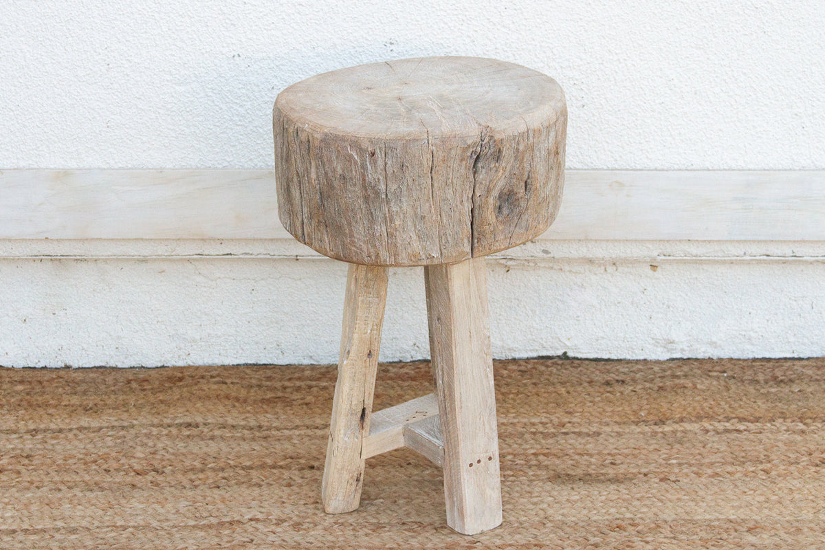 Primitive Bleached Wood Zen Round Table