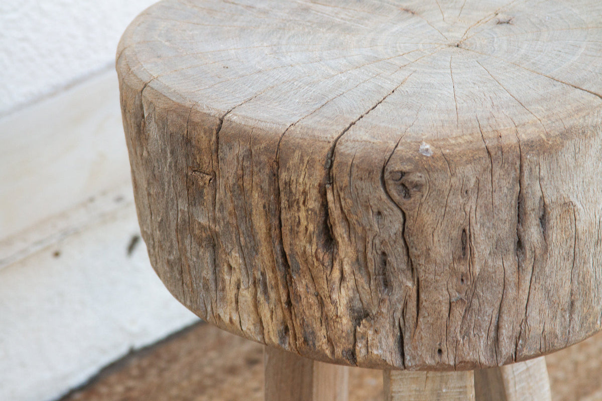 Primitive Bleached Wood Zen Round Table (Trade)