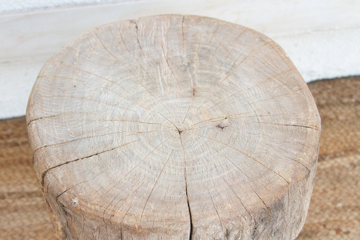 Primitive Bleached Wood Zen Round Table