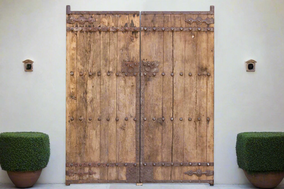 Antique Iron Blossom Architectural Courtyard Gate