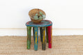 Tribal Motif Painted African Nupe Stool