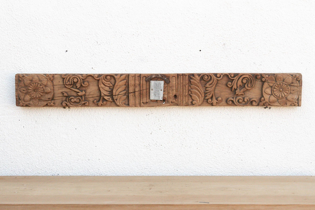 Lotus Medallion 19th Century Indian Teak Lintel