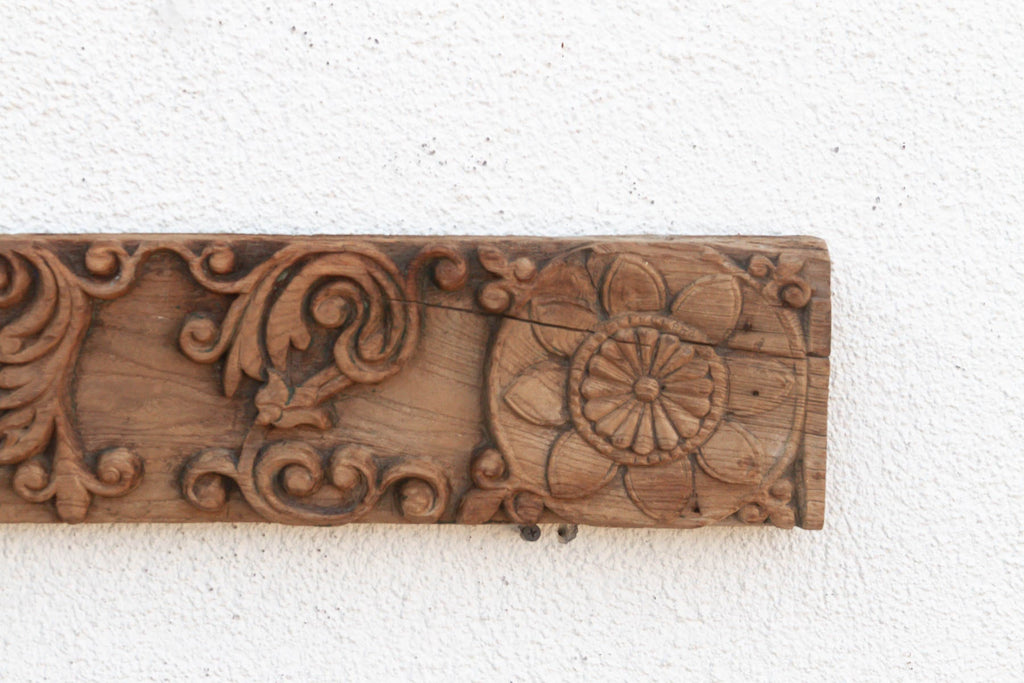 Lotus Medallion 19th Century Indian Teak Lintel