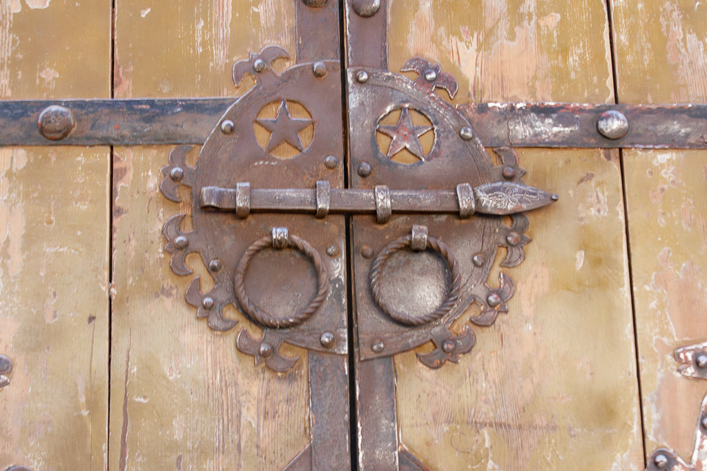 Impressive 19th Century Mongolian Painted Pair of Doors