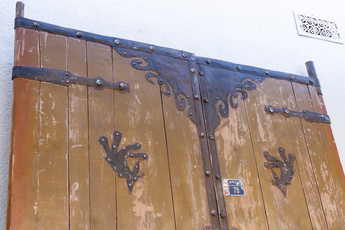 Impressive 19th Century Mongolian Painted Pair of Doors