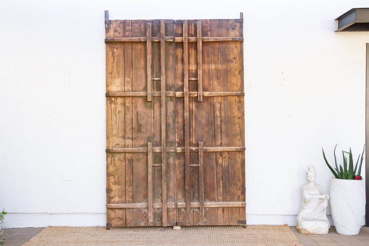 Impressive 19th Century Mongolian Painted Pair of Doors