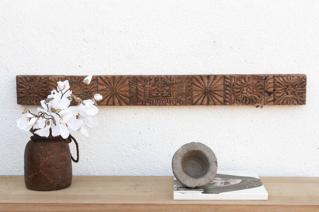 Antique Indian Sunburst & Floral Wall Carving (Trade)