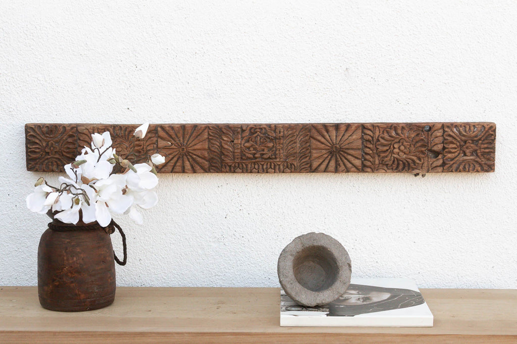 Antique Indian Sunburst & Floral Wall Carving (Trade)