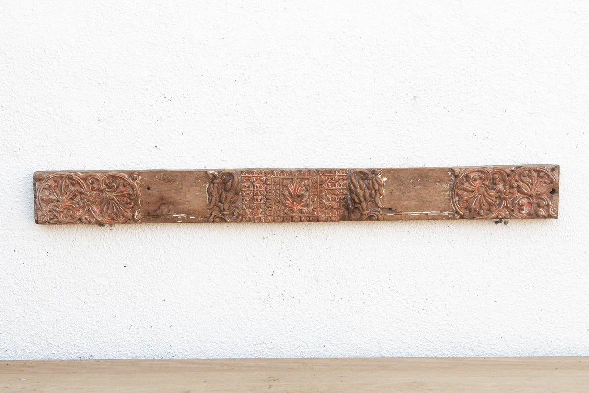 Aged Terracotta Color Carved Indian Panel (Trade)