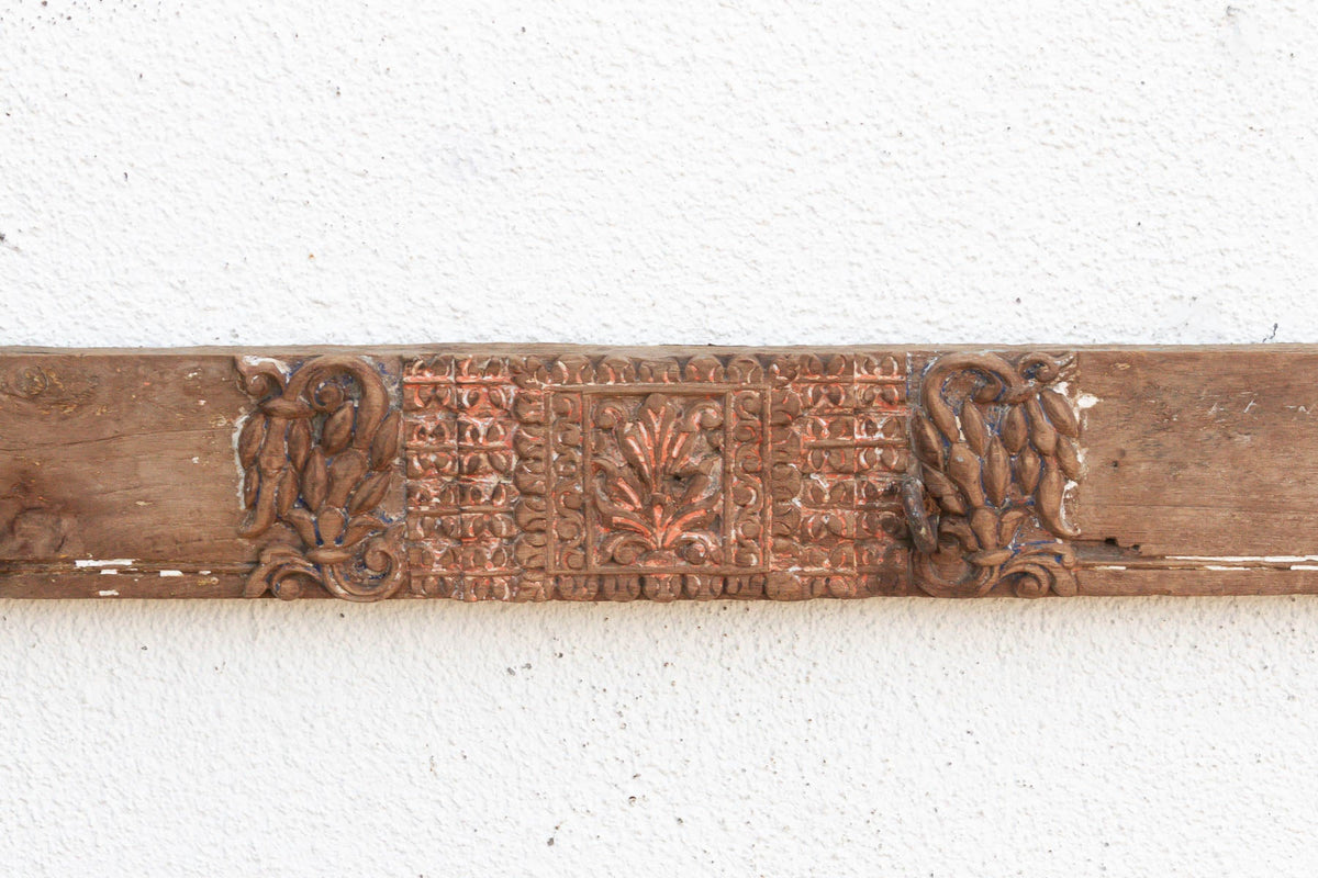 Aged Terracotta Color Carved Indian Panel (Trade)