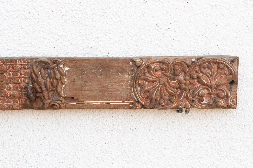 Aged Terracotta Color Carved Indian Panel (Trade)
