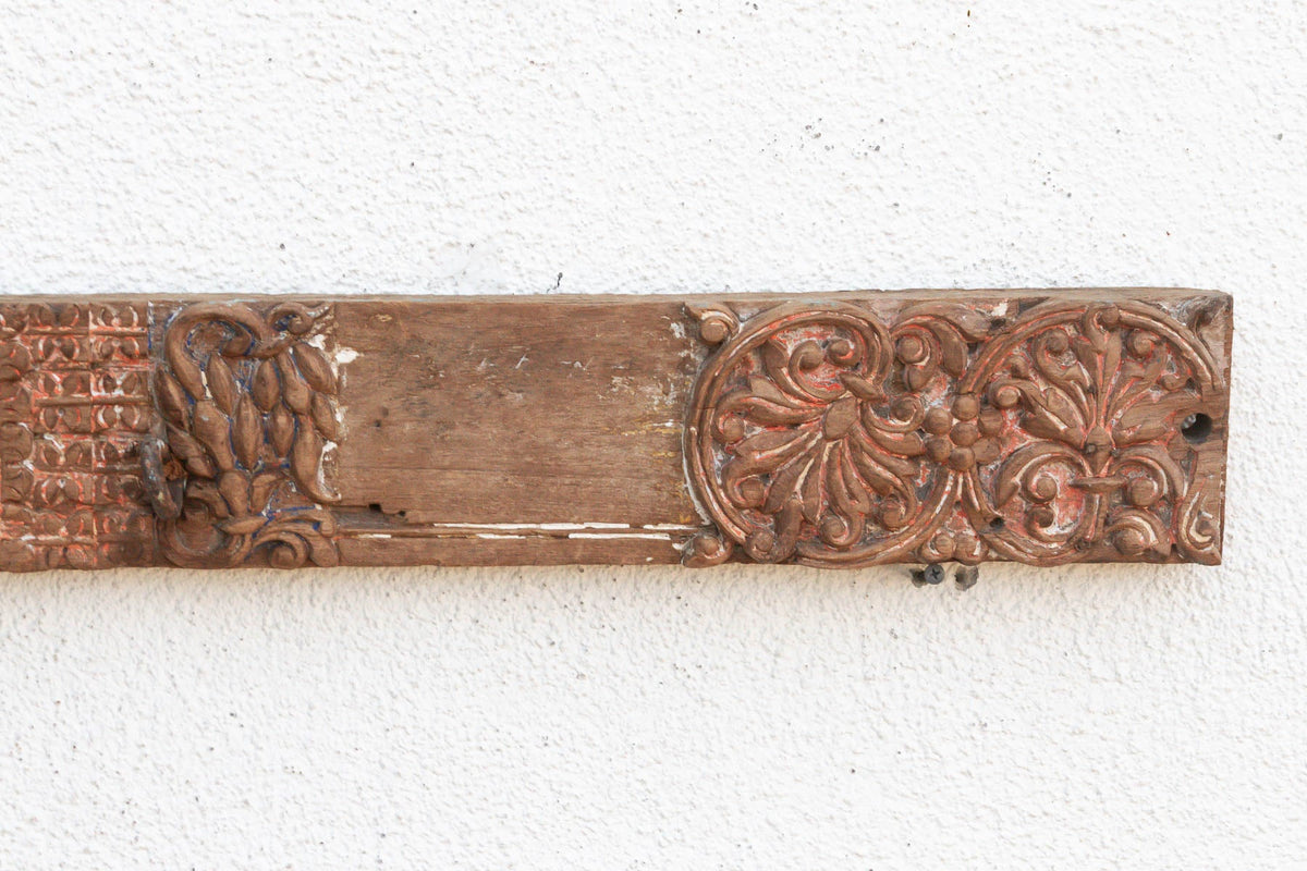 Aged Terracotta Color Carved Indian Panel (Trade)