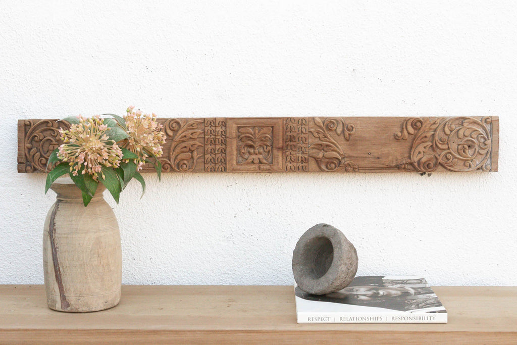 Antique Temple Pilaster Carved Lintel