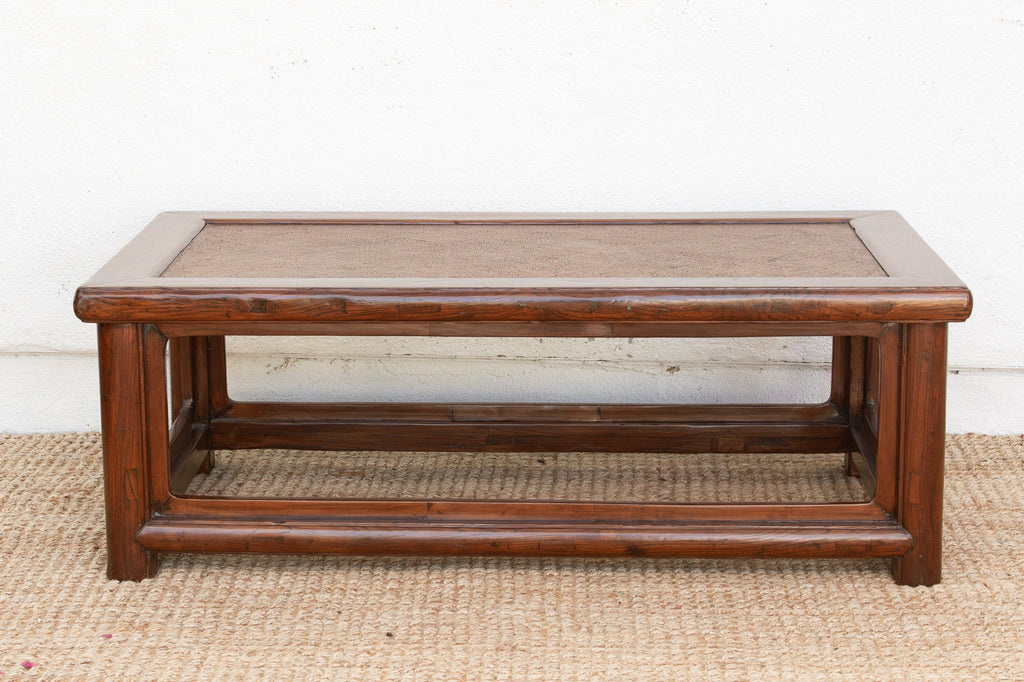 Mid 20th Century Ming Style Wood & Rattan Coffee Table