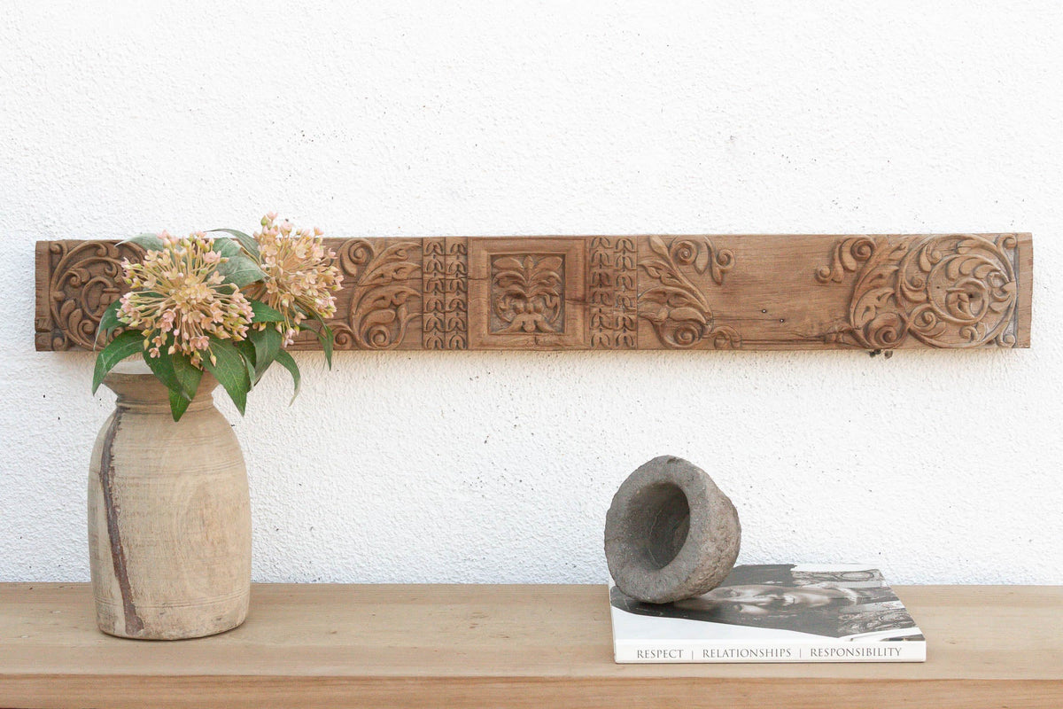 Antique Temple Pilaster Carved Lintel