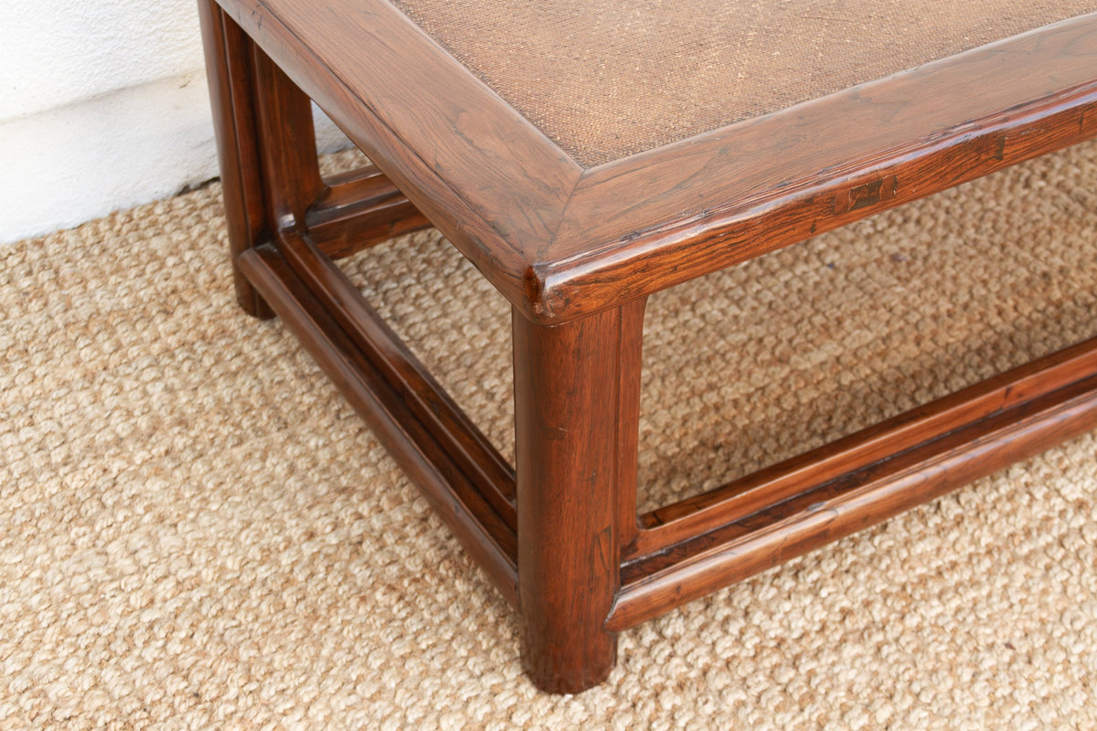 Mid 20th Century Ming Style Wood & Rattan Coffee Table
