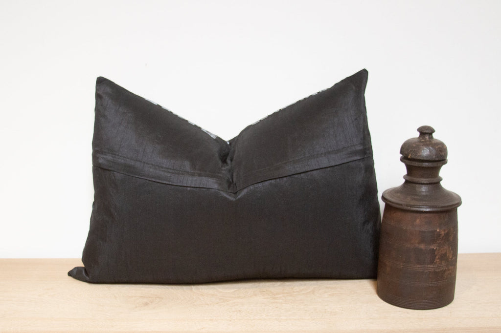 Charcoal Silk Suzani Pillow Cover