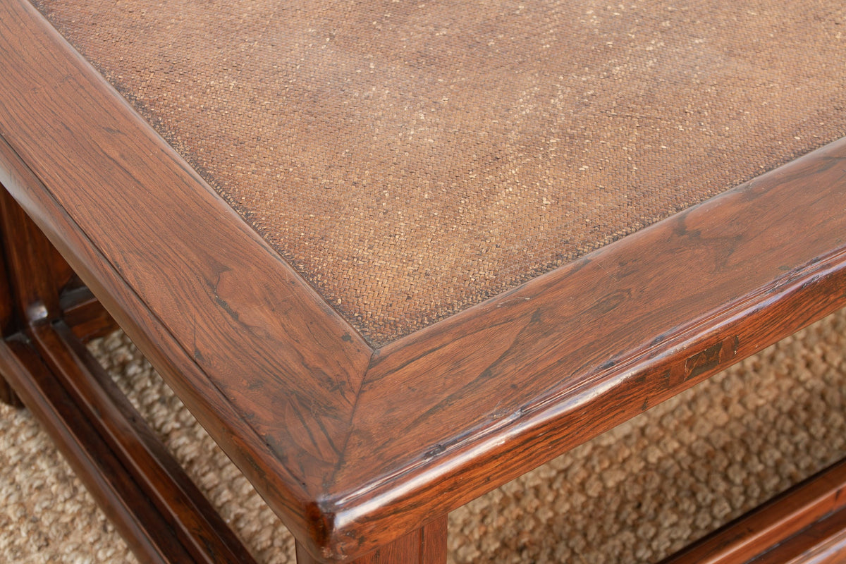 Mid 20th Century Ming Style Wood & Rattan Coffee Table