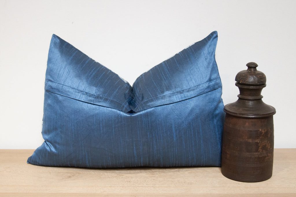 Royal Blue Silk Suzani Pillow Cover