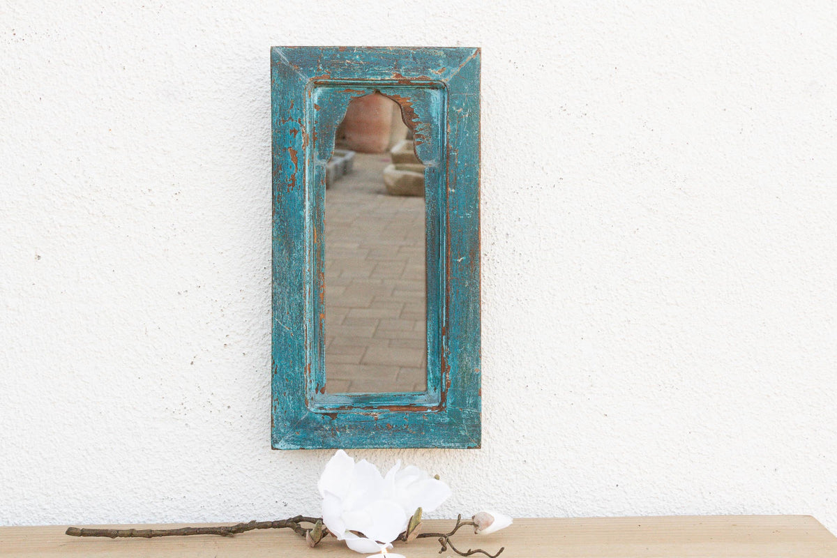 Vibrant Turquoise Indian Arched Mirror