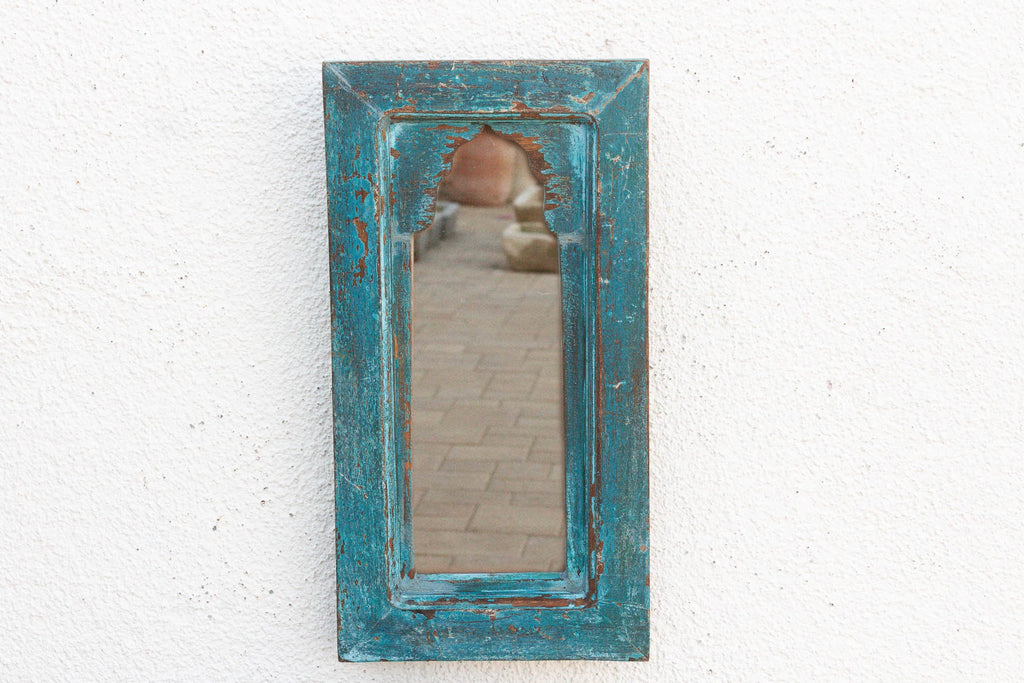 Vibrant Turquoise Indian Arched Mirror