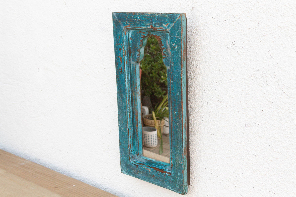 Vibrant Turquoise Indian Arched Mirror