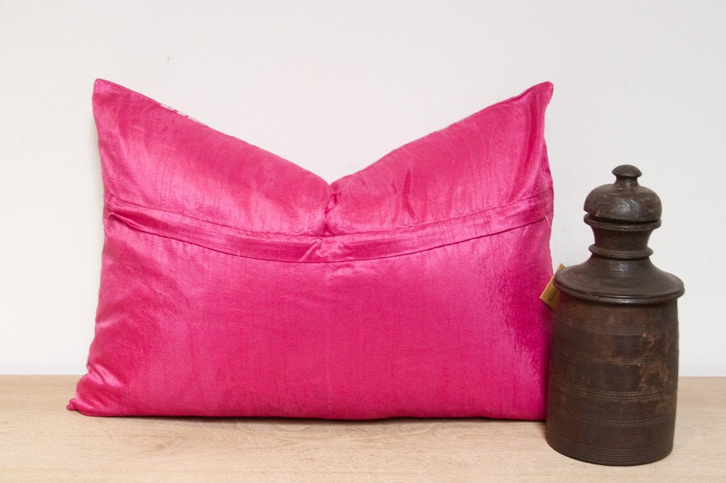 Thulian Pink Silk Suzani Pillow Cover