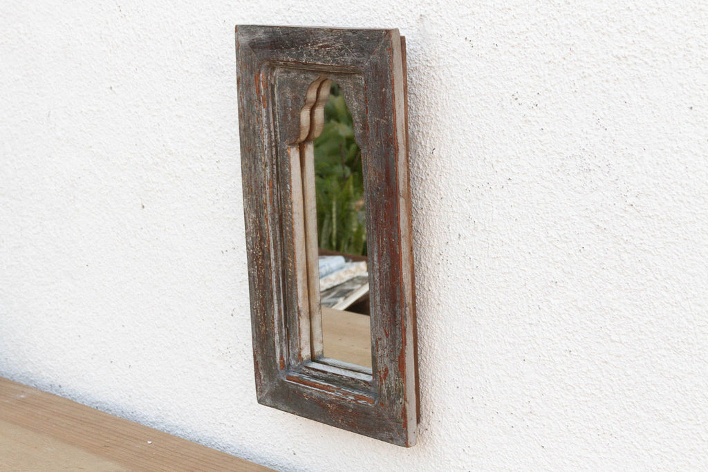 Weathered Stone Charcoal Indian Arched Mirror (Trade)