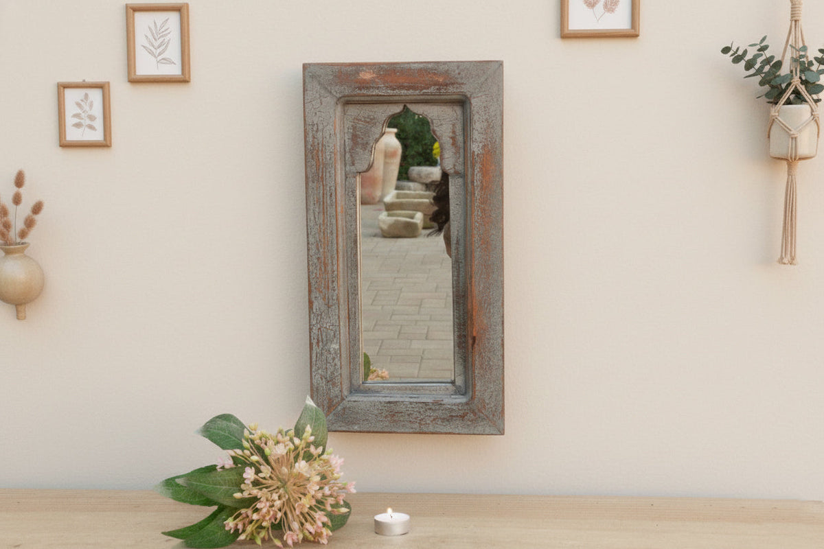 Charming Aged Petite Indian Arched Mirror