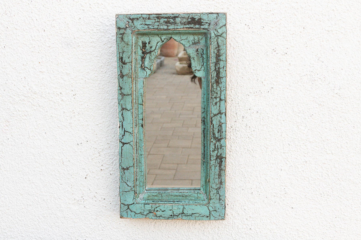 Crackle Aqua Indian Arched Mirror (Trade)