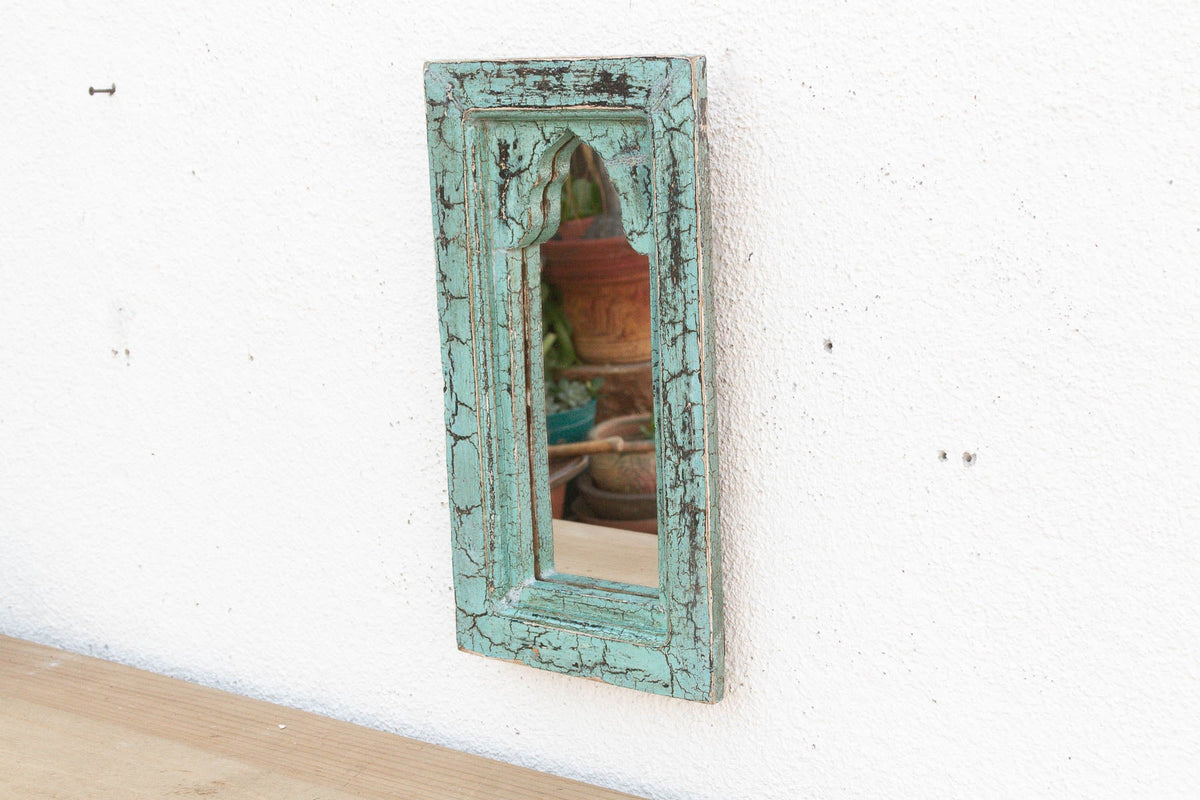 Crackle Aqua Indian Arched Mirror (Trade)