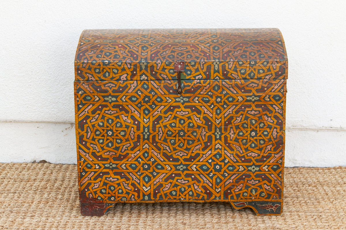 Vintage Moroccan Hand-Painted Chest