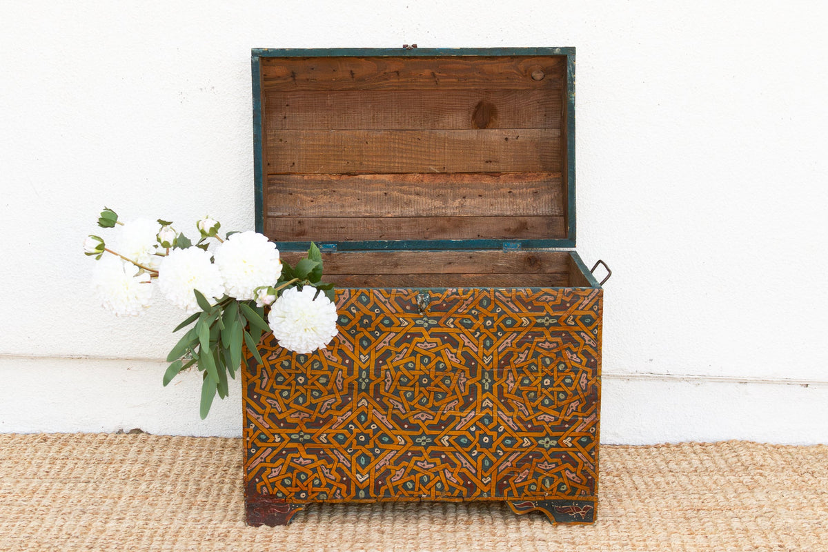 Vintage Moroccan Hand-Painted Chest
