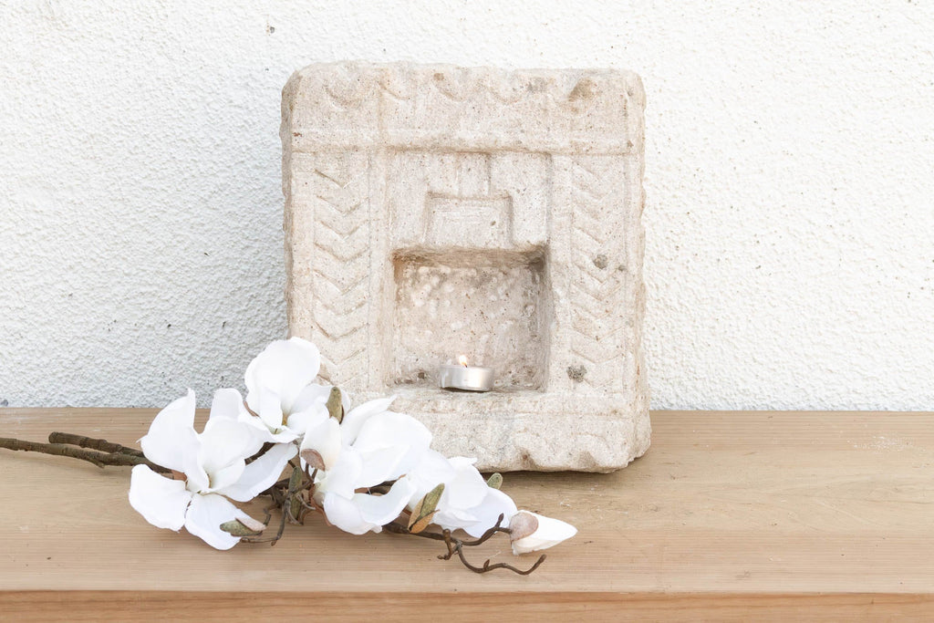 Bleached Carved Stone, Temple Antique Niche