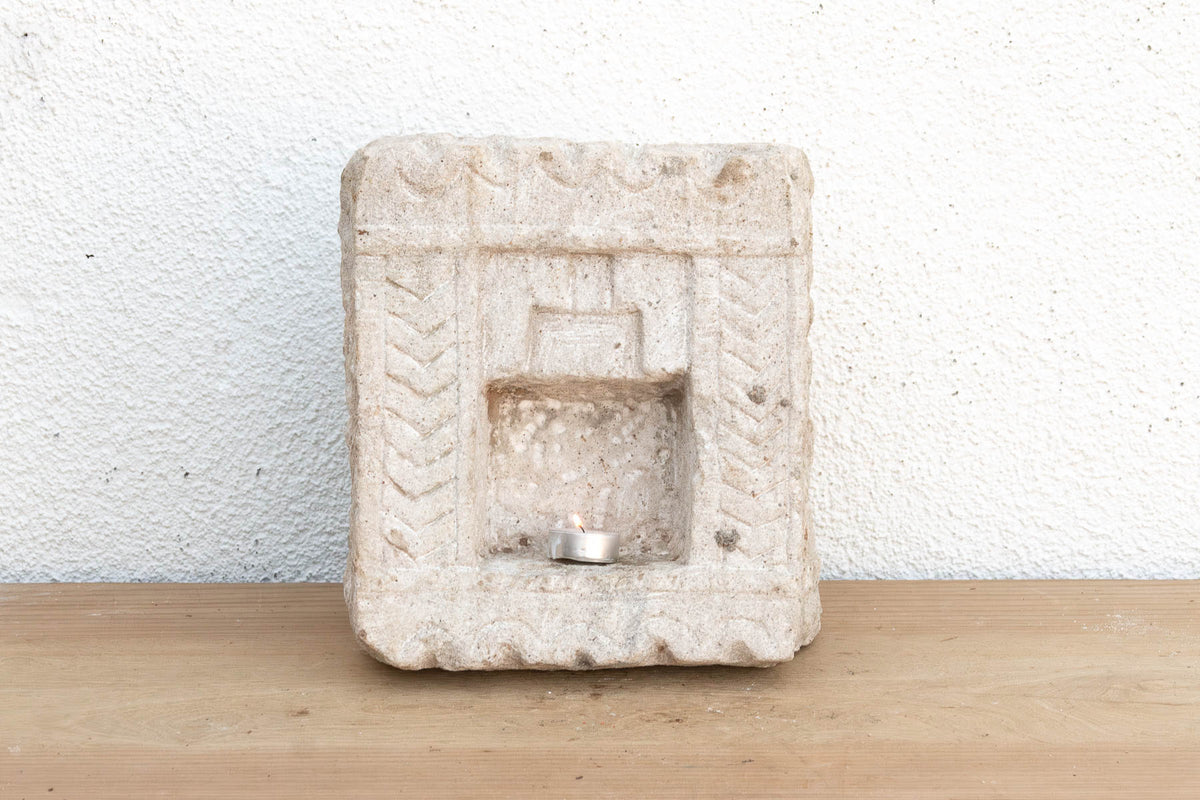Bleached Carved Stone, Temple Antique Niche