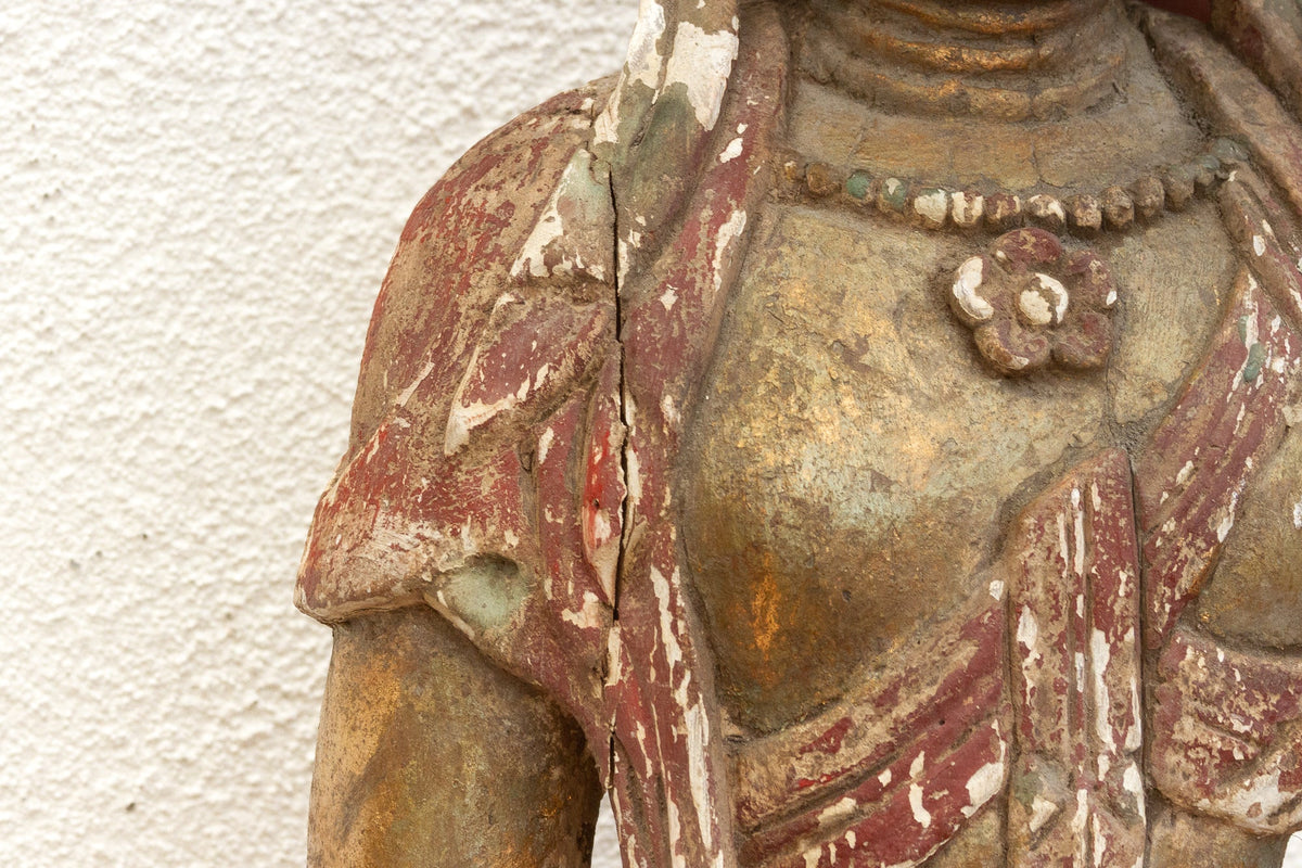 Tall Antique Guanyin Statue w/Original Painted Finish